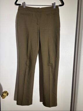 Olive Straight-Leg Dress Trousers